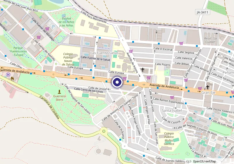 Mapa con la ubicación del centro en Avd Andalucía 100-b, Jaén